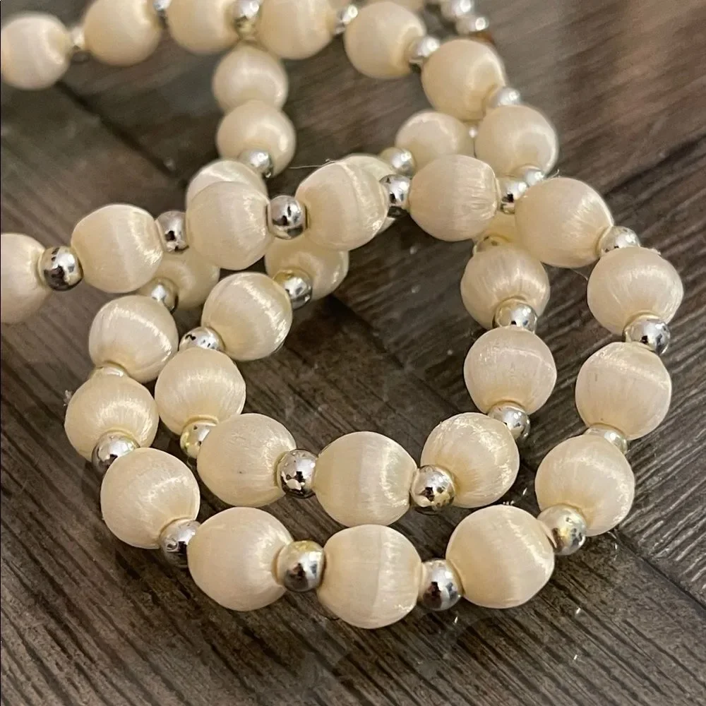 Vintage Satin Thread Wrapped Beaded Necklace 20 5/8”